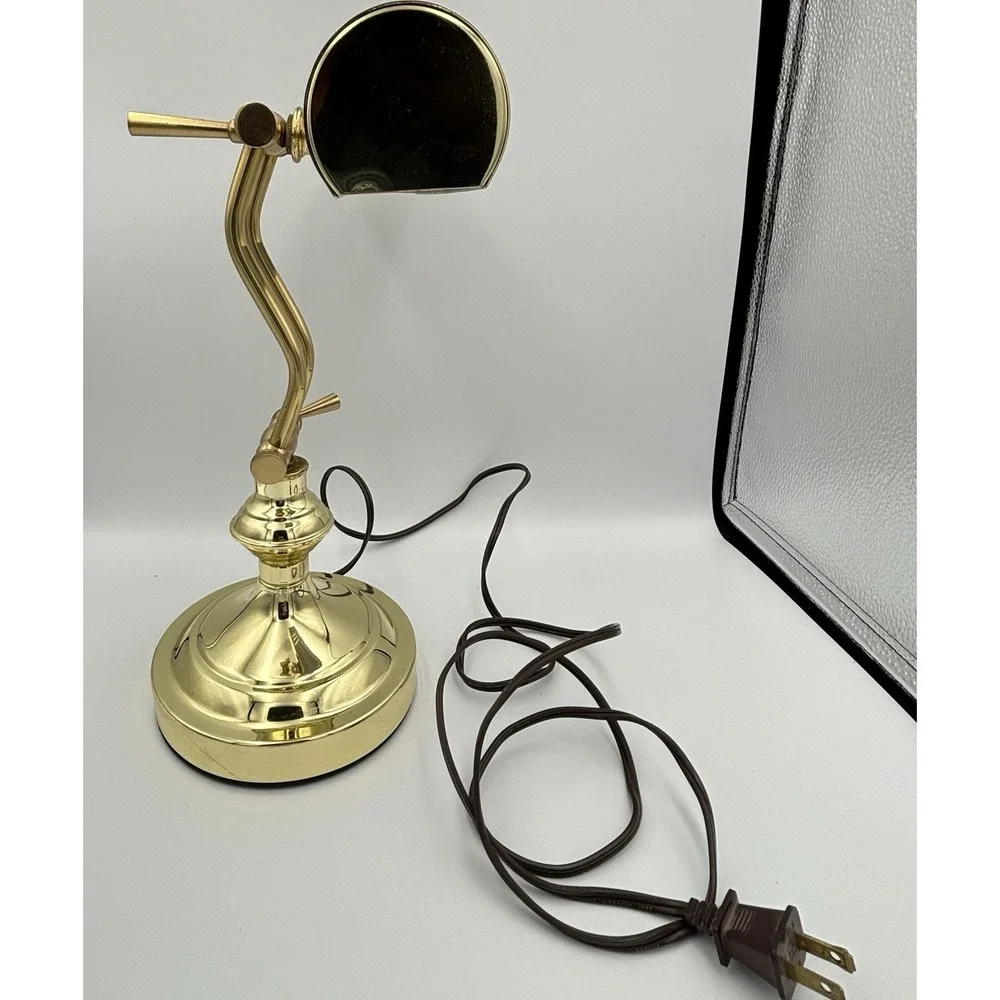 Vintage Brass Lamp Banker Piano Desk Adjustable W/ Bulb UL Listed